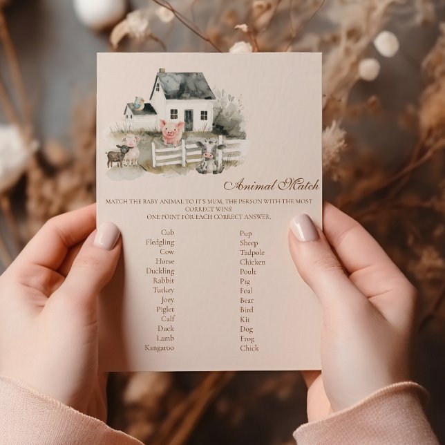 Papier Jeu de Baby shower de correspondance avec les anim (Créateur téléchargé)