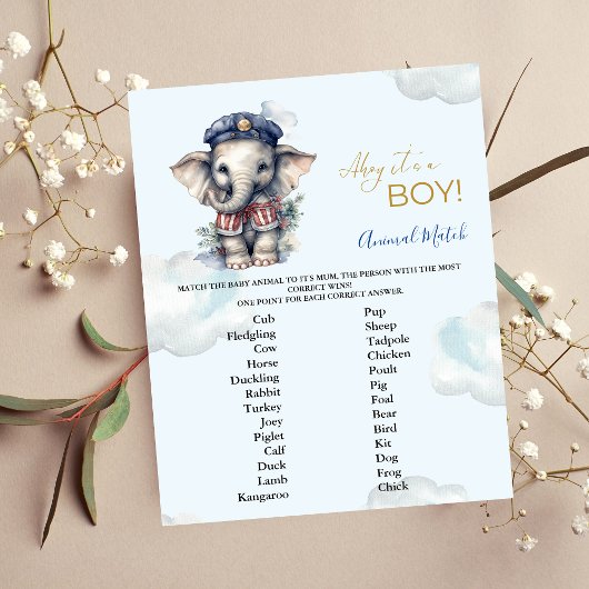 Papier Jeu de Baby shower de correspondance avec les anim