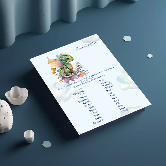 Papier Jeu de Baby shower de correspondance avec les anim