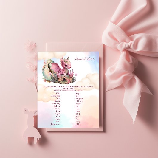 Papier Jeu de Baby shower de correspondance avec les anim