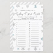 Papier Jeu de Baby shower de flocon de neige d'hiver IMPR (Devant / Derrière)