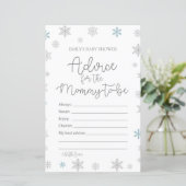 Papier Jeu de Baby shower de flocon de neige d'hiver IMPR (Debout devant)