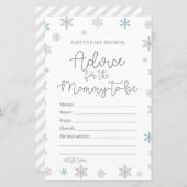 Papier Jeu de Baby shower de flocon de neige d'hiver IMPR (Devant / Derrière)