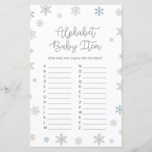 Papier Jeu de Baby shower de flocon de neige d'hiver IMPR