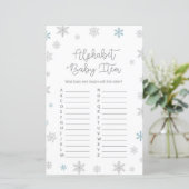 Papier Jeu de Baby shower de flocon de neige d'hiver IMPR (Debout devant)