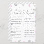 Papier Jeu de Baby shower de flocon de neige rose en hive (Devant / Derrière)