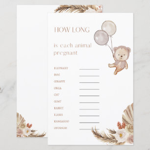 Papier Jeu de Baby Shower de Grossesse Combien de Temps E