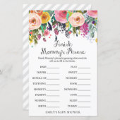 Papier Jeu de Baby shower de jardin fleuri IMPRIMÉ (Devant / Derrière)