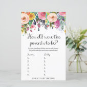 Papier Jeu de Baby shower de jardin fleuri IMPRIMÉ (Debout devant)