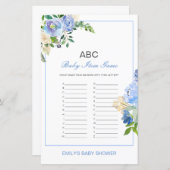 Papier Jeu de Baby shower de l'élément Alphabet modifiabl (Devant / Derrière)