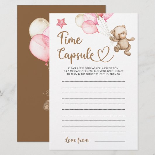 Papier Jeu de baby shower de l'ours en peluche à capsule (Devant / Derrière)