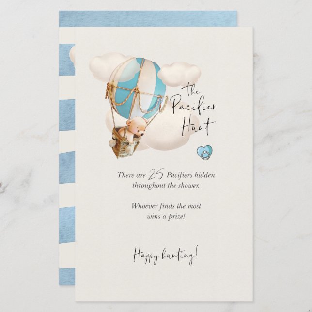 Papier Jeu de Baby shower de l'ours - Le signe de chasse  (Devant / Derrière)