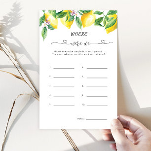 Papier Jeu de baby shower de mariage au citron aquarelle