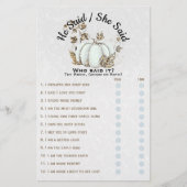 Papier Jeu de Baby Shower de Mariage Citrouille Blanc Or (Devant)