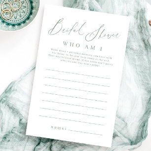 Papier Jeu de baby shower de mariage minimaliste vert sau