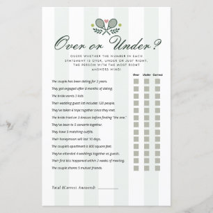 Papier Jeu de Baby Shower de mariage Over ou Under Perfec