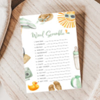 Jeu de Baby shower de mots de course de verdure