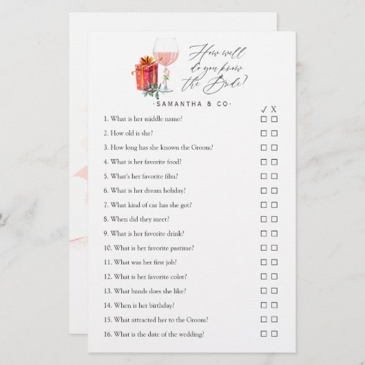 Papier Jeu de Baby Shower de Noël pour un Mariage Rétro (Devant / Derrière)