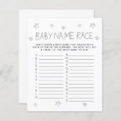 Papier Jeu de Baby shower de nom noir de script minimalis (Devant / Derrière)