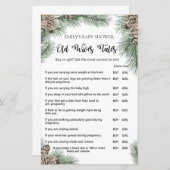 Papier Jeu de Baby shower de Pinecone d'hiver avec répons (Devant / Derrière)