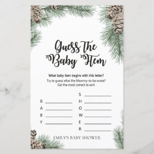 Papier Jeu de Baby shower de Pinecone d'hiver IMPRIMÉ