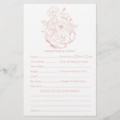 Papier Jeu de Baby shower de prédictions florales rose vi (Devant)