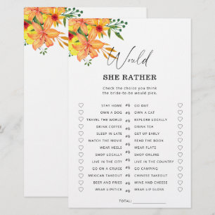 Papier Jeu de baby shower de printemps : préférerait-elle