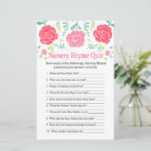 Papier Jeu de baby shower de quiz de la Nursery Rhyme ros (Debout devant)