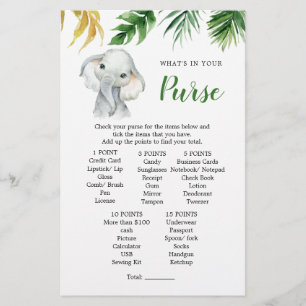 Papier Jeu de Baby shower de sac à dos pour éléphant trop