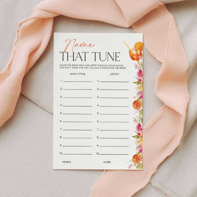 Papier Jeu de Baby Shower Devinez la Chanson Première Gor (Name that tune | Bridal Shower game | Love at First Spritz | Floral Bridal Shower Citrus)