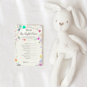 Papier Jeu de baby shower "Devinez le juste prix" coloré