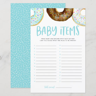 Papier Jeu de Baby Shower 'Devinez les objets bébé avec d
