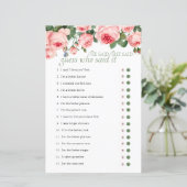 Papier Jeu de Baby Shower Devinez Qui a Dit Rose Rousse (Debout devant)