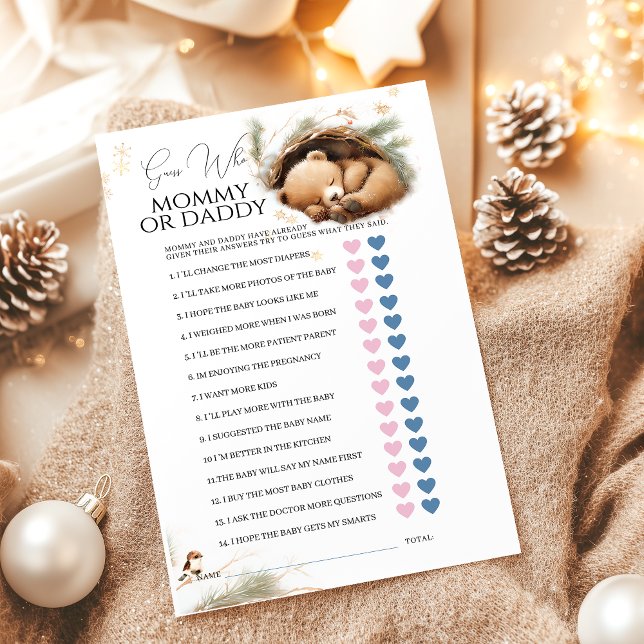 Papier Jeu de Baby shower d'hiver de l'ours des bois à l' (Créateur téléchargé)