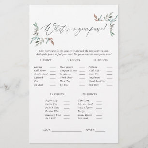 Papier Jeu de Baby shower d'hiver de verdure rustique