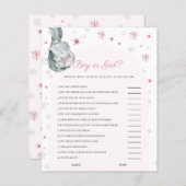 Papier Jeu de Baby shower d'hiver rose éléphant garçon ou (Devant / Derrière)