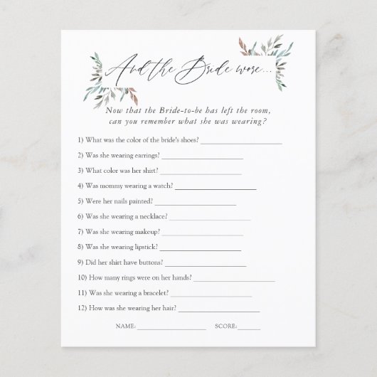 Papier Jeu de Baby Shower d'Hiver sur la Verdure (Devant)