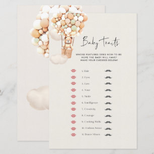 Papier Jeu de Baby shower d'ours - Bébé Traits