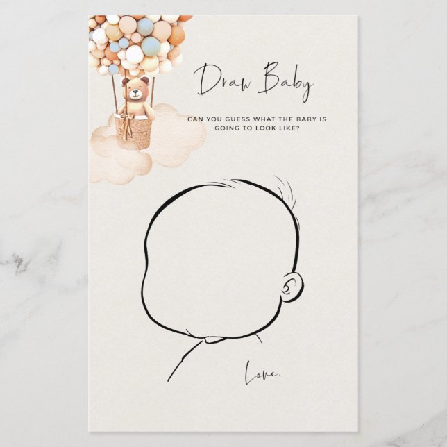 Papier Jeu de Baby shower d'ours - Draw Baby (Devant)