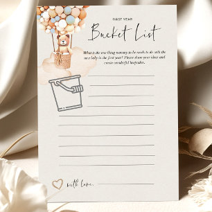 Papier Jeu de Baby shower d'ours - Liste des compartiment