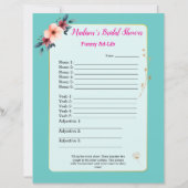 Papier Jeu de Baby Shower Drôle 🎉 Ad-Lib (Devant)