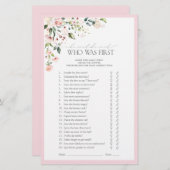 Papier Jeu de Baby Shower Élégant Fleurs Aquarelle Rose p (Devant / Derrière)
