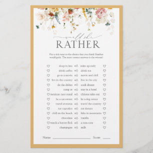 Papier Jeu de Baby Shower Élégante Fleur Jaune Sauvage po