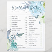 Papier Jeu de Baby Shower Elle Préfèrerait Bleu Clair (Devant)