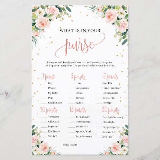 Papier Jeu de baby shower en or rose pâle (Devant)