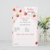 Papier Jeu de Baby Shower Fille Rustique Douce Fraise (Debout devant)
