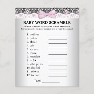 Papier Jeu de Baby shower fille Word Scramble Rhyme Quiz