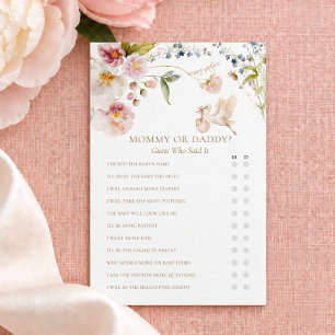 Papier Jeu de Baby Shower Fleur des Champs Maman ou Papa
