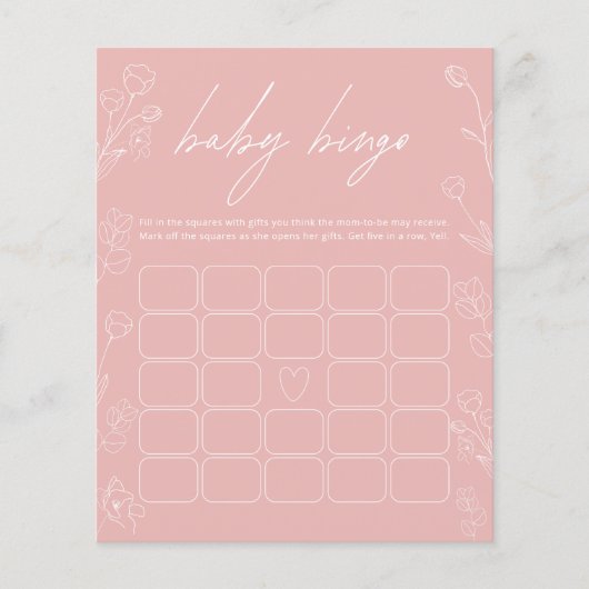 Papier Jeu de Baby shower Floral rose et blanc (Devant)