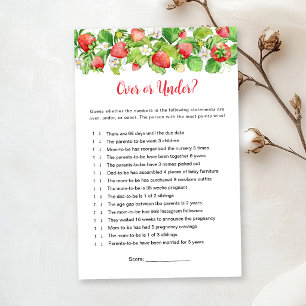Papier Jeu de Baby Shower Fraise Au-Dessus ou Au-Dessous